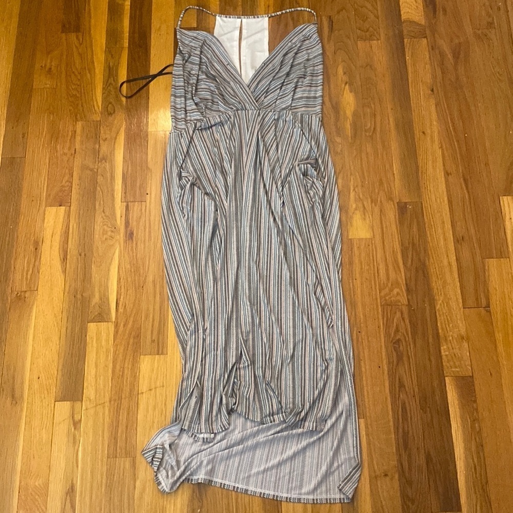 BCBGeneration Women’s Blue and Pink Striped Dress With Slits Size L - Picture 1 of 11